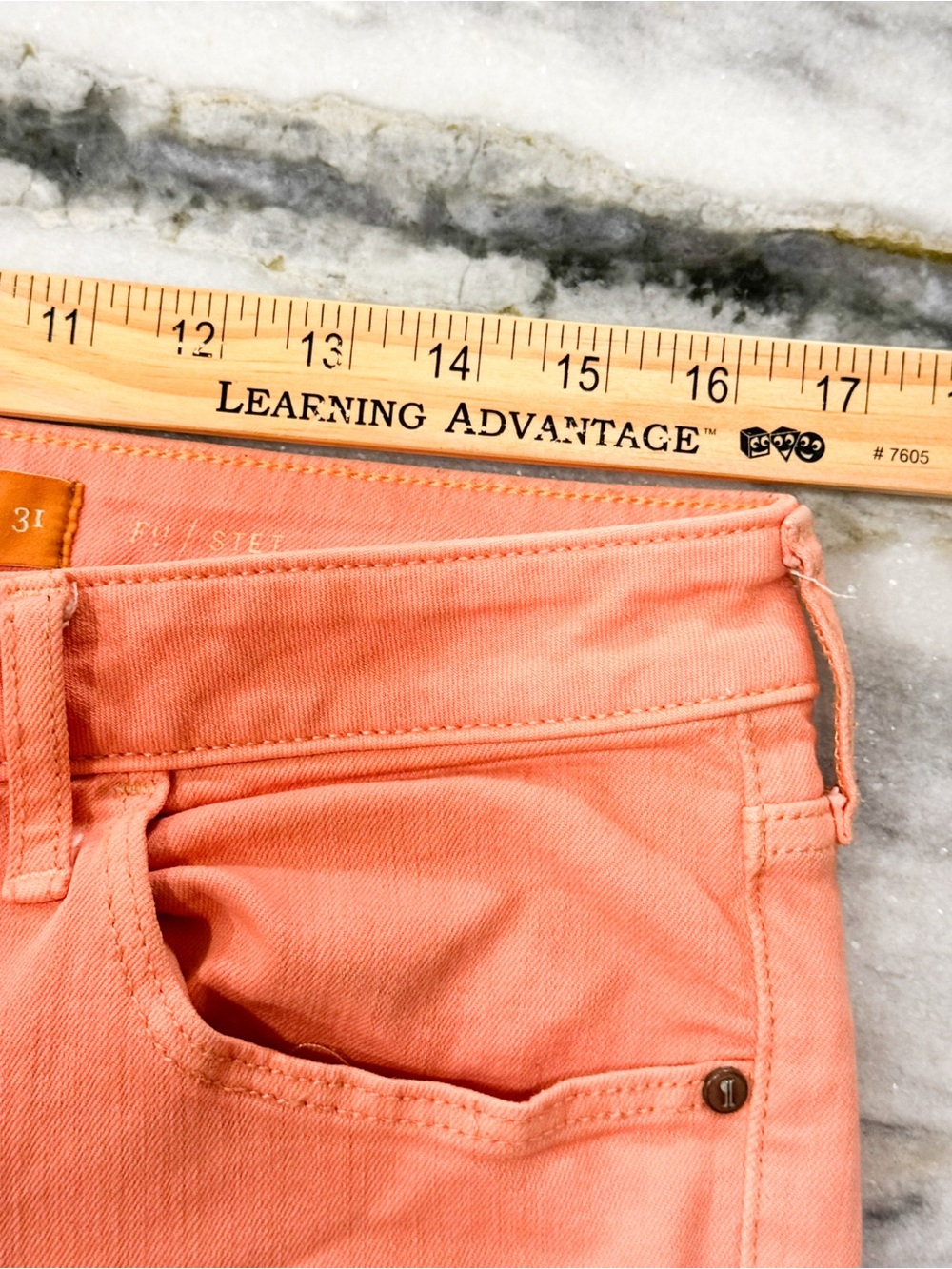 Pilcro Coral-Peach Cropped Skinny Jeans Stet Fit Sz 31 - Picture 6 of 8